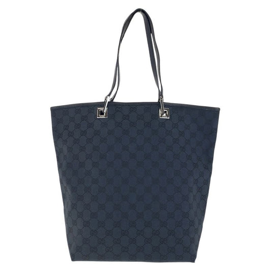 Gucci Black Silver Hardware GG Canvas/leather 31243 Tote Bag Shoulder Bag Women