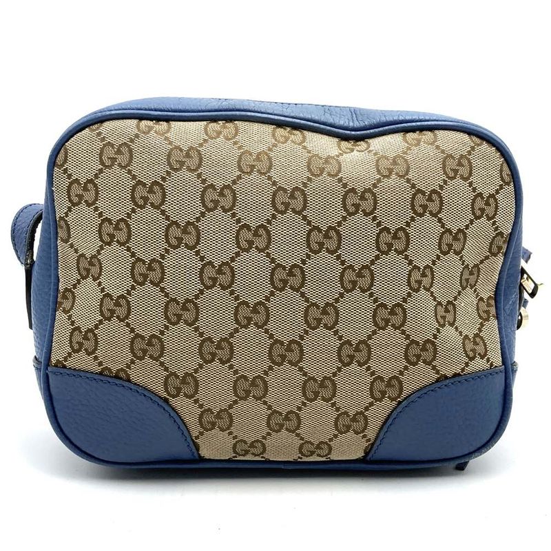 Gucci 449413 Shoulder Bag GG Canvas/leather Blue/brown Women