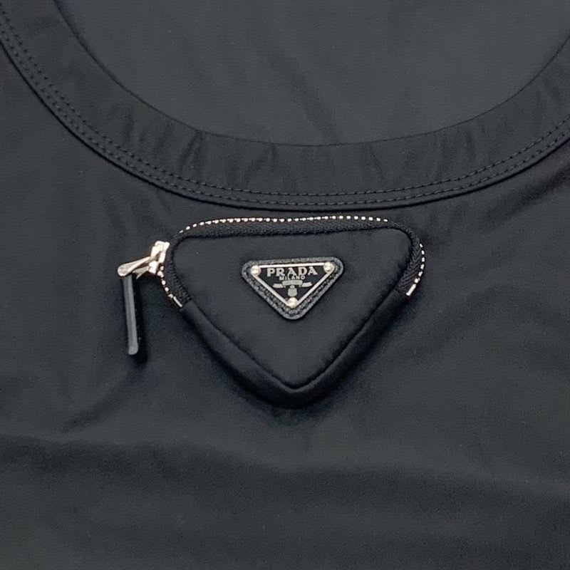 Prada Dress Recycled Polyamide Black Silver Re-nylon Triangle Logo 23 AW