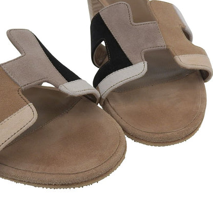 With Box Hermes Current Tag Oazis Pastel Patchwork Suede Leather Mules Sandals