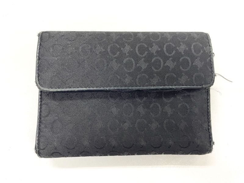 Celine Old Celine Vintage C Macadam Allover Jacquard And Leather Trifold Wallet