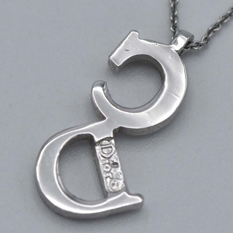 Christian DIOR Necklace CD Logo Silver Color Approx 3.9g Accessories Box H9283
