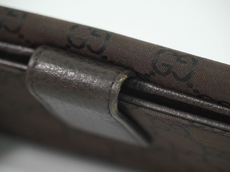 Authentic Gucci GG Nylon Long Wallet Long Wallet Brown 231835 Wallet Pre-owned