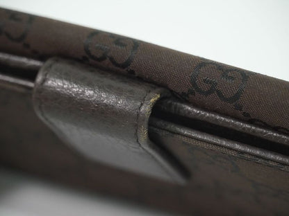 Authentic Gucci GG Nylon Long Wallet Long Wallet Brown 231835 Wallet Pre-owned