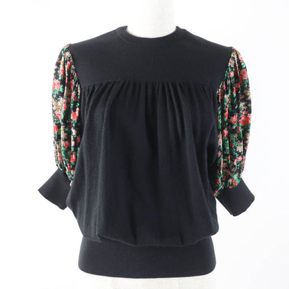 Louis Vuitton 19AW Wool Cashmere Silk Blend Floral Print Puff Sleeves Short