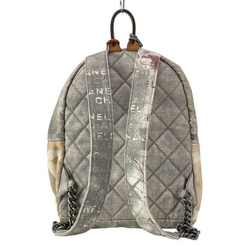 Chanel Backpack Sac Graffiti Canvas Backpack A92352 Grey X Beige X Multi