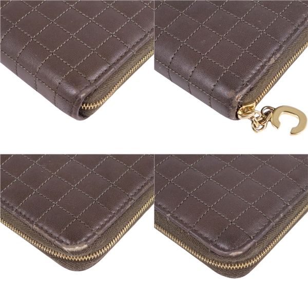 Celine Phoebe Period Wallet Long Wallet Round Zipper Calf Leather Women Dark