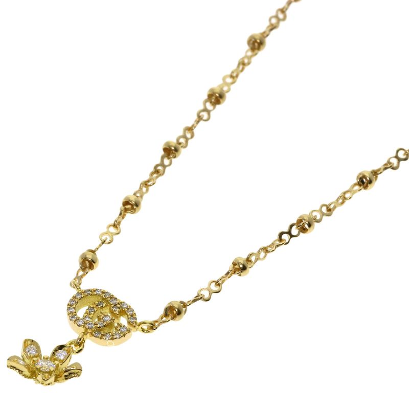 Gucci GG Flora Diamond Necklace 18K Yellow Gold Ladies