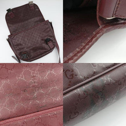Guccigg Plus Messenger Wine Red PVC Coated Canvas 201732 I7033049