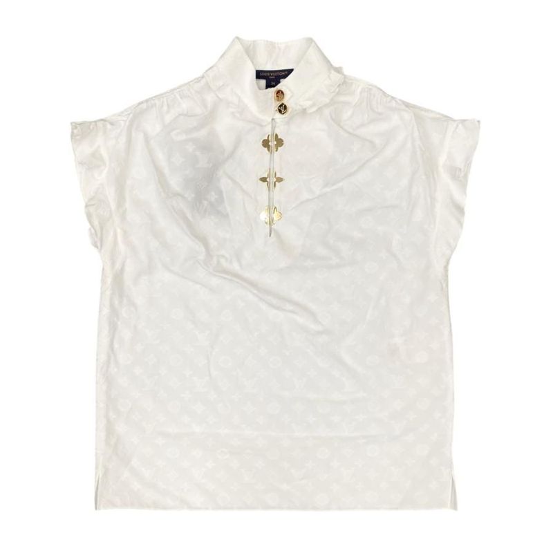 Louis Vuitton Shirt Sleeveless Ruffle Blouse Rw192ww Aqv Fhbl13 Size 34