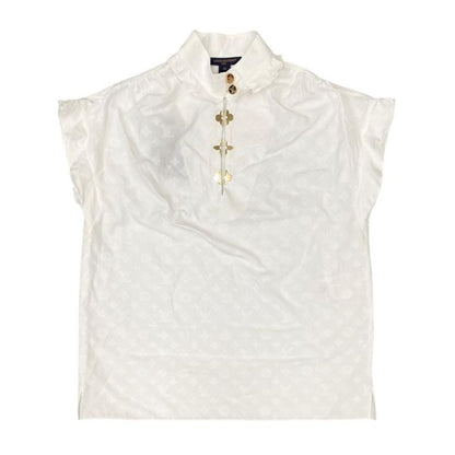 Louis Vuitton Shirt Sleeveless Ruffle Blouse Rw192ww Aqv Fhbl13 Size 34