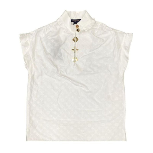 Louis Vuitton Shirt Sleeveless Ruffle Blouse Rw192ww AQV Fhbl13 Size 34