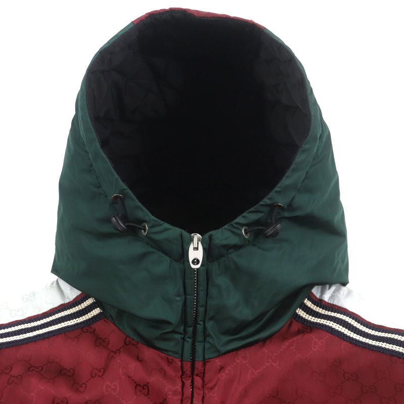 Gucci 590746 GG Pattern Hooded Cotton Double Zip Up Coat Mountain Hoodie Green