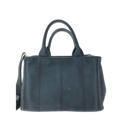 Prada Women's Tote Bag Canapa Canvas with Strap Shoulder Tote Navy