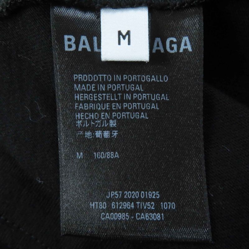 Balenciaga 2020 612964 100% Cotton Campaign Logo Short Sleeve T-shirt Black M
