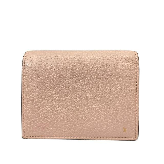 Gucci 460185 Animalier Bee Fold Wallet Compact Wallet Mini Wallet Leather Pink