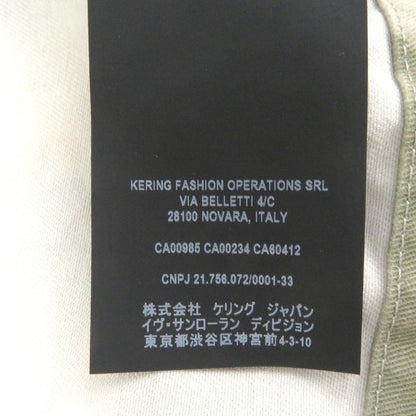 Saint Laurent Paris 2020 645595 Linen Blend Leaf Print Hooded Mod Coat