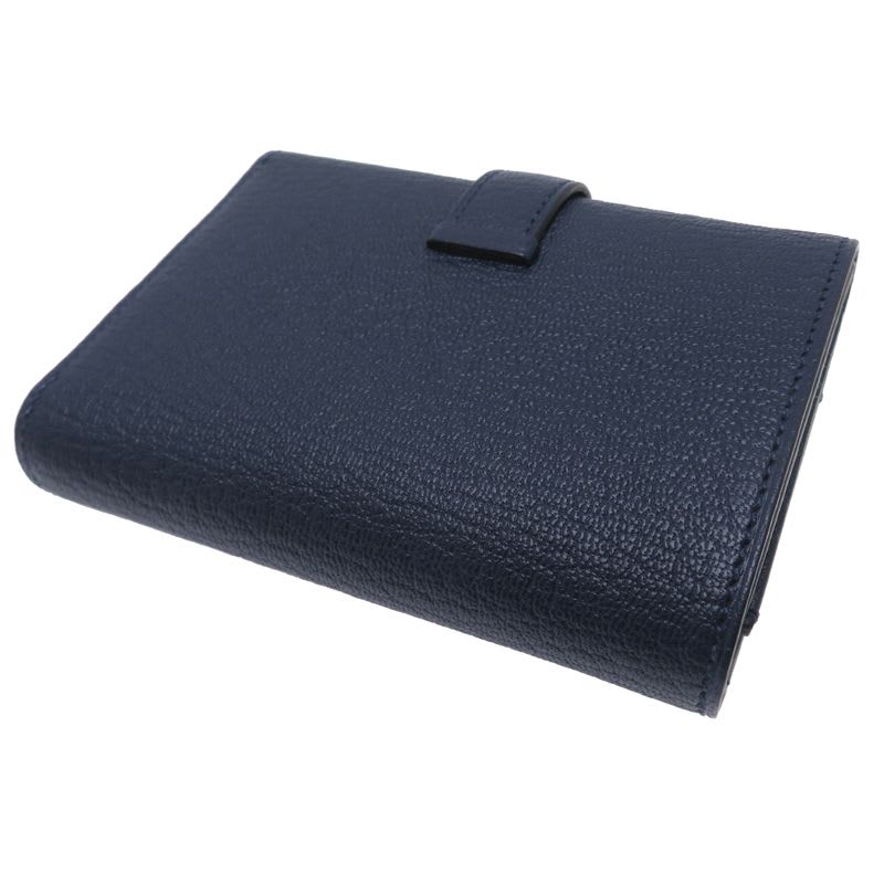 Hermes Trifold Chevre Navy Wallet