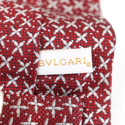 Bvlgari 100% Silk Sette Pieghe Wide Tie Tie Red All Over With Box Made In Italy