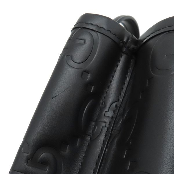 Gucci 2way Bag GG Super Mini Bag Leather Black Gold Hardware Black Handbag