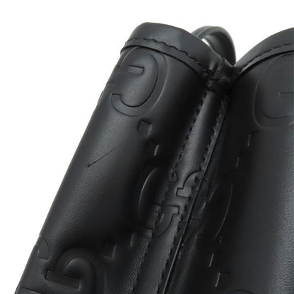 Gucci 2way Bag GG Super Mini Bag Leather Black Gold Hardware Black Handbag