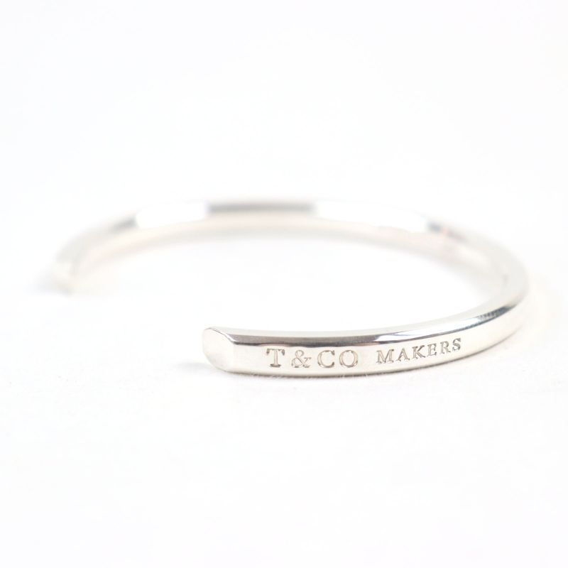 Tiffany & Co Makers' Narrow Ag925 Logo Engraved Bangle Silver Weight 16.06g