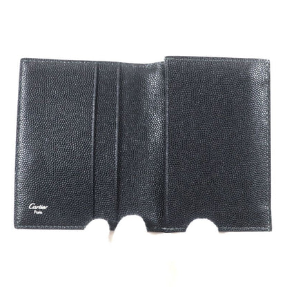 Cartier Santos Leather Logo Plate Fold Business Card Holder Pass Case Card