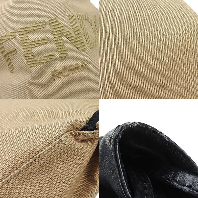 Fendi Backpack Sac Backpack 7vz057 Canvas Leather Beige Black Going Out Ladies