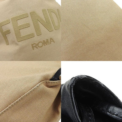 Fendi Backpack Sac Backpack 7vz057 Canvas Leather Beige Black Going Out Ladies