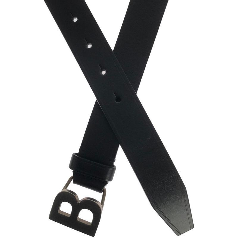 Balenciaga B Buckle Slim Leather Belt 593887 Black