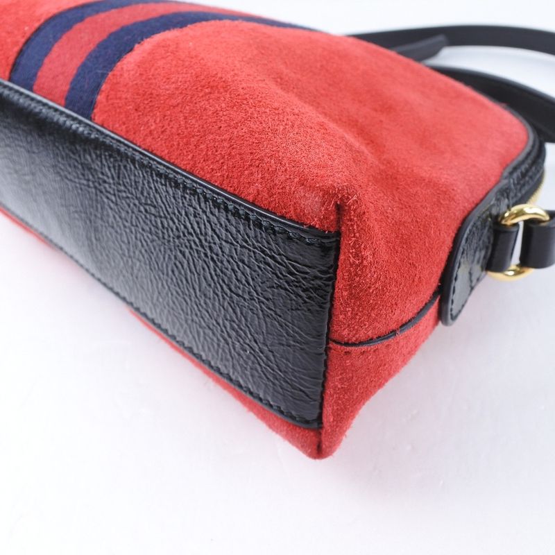 Gucci Ophidia 499621 Suede And Leather Hibisca Scuffed Unisex Shoulder Bag