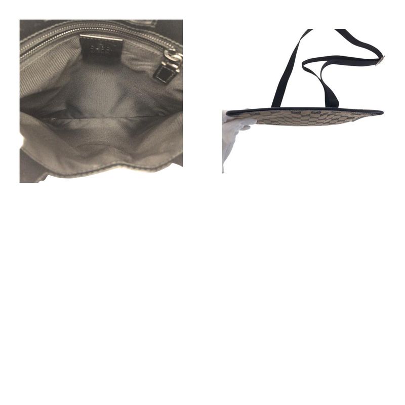 Gucci Beige Gray Silver Hardware GG Canvas/leather 019 0348 Shoulder Bag