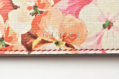 Gucci Mini Wallet Card Case Fold Wallet Blooms Flower Print Leather Cherry