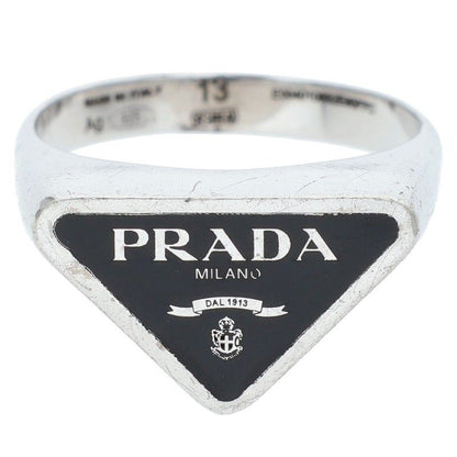 Prada Triangle Logo Silver Ring Men's #12