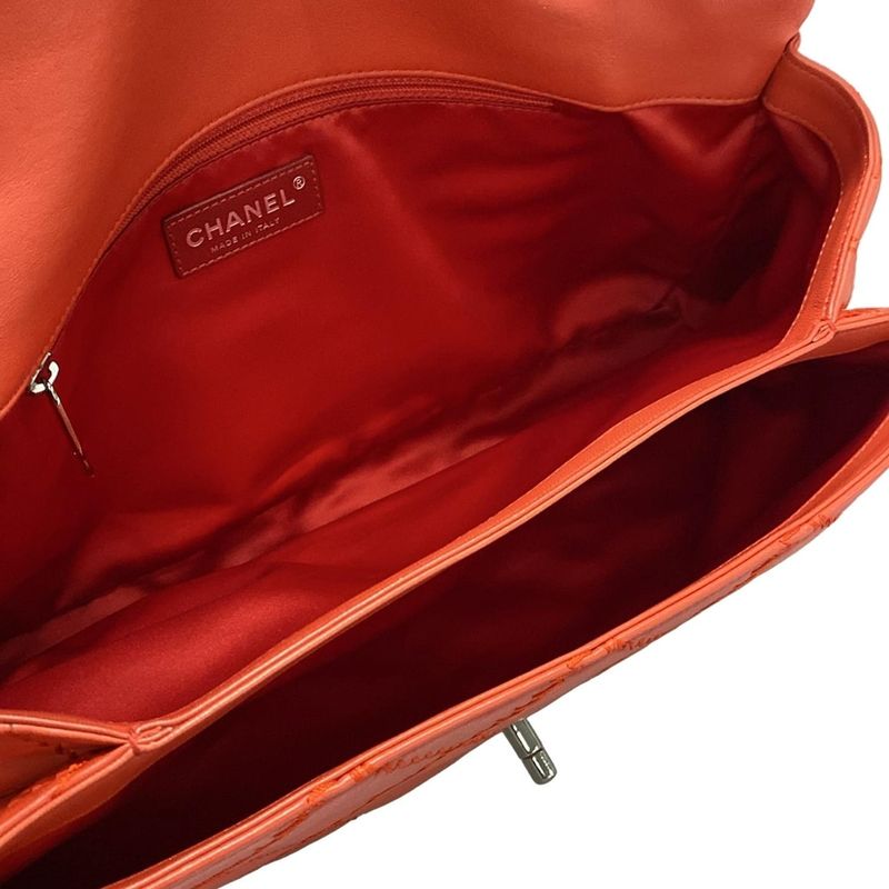 Chanel Shoulder Bag Ultra Stitch Orange Flap Bag / Silver Hardware / Chain