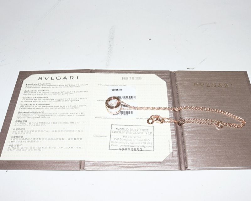 Bulgari Pendant Necklace 18K Pink Gold White Ceramic Bzero1 Pendant Necklace