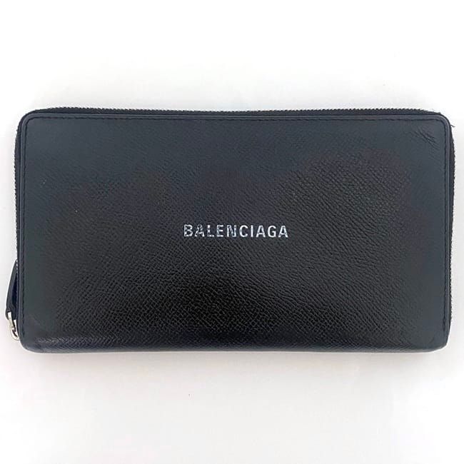 Balenciaga Round Zipper Long Wallet Black Everyday Wallet Leather