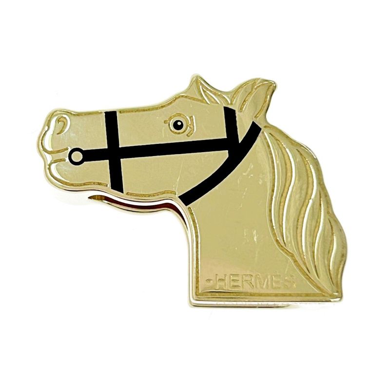 Hermes GP Cadrige Twillie Ring Scarf Ring Gold Black 324038 Scarf Ring