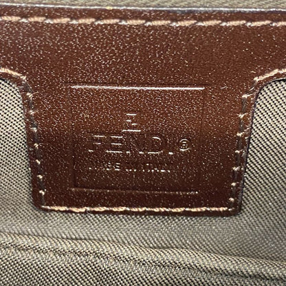 Fendi Handbag Zucca Nylon Canvas Brown Silver Hardware Women