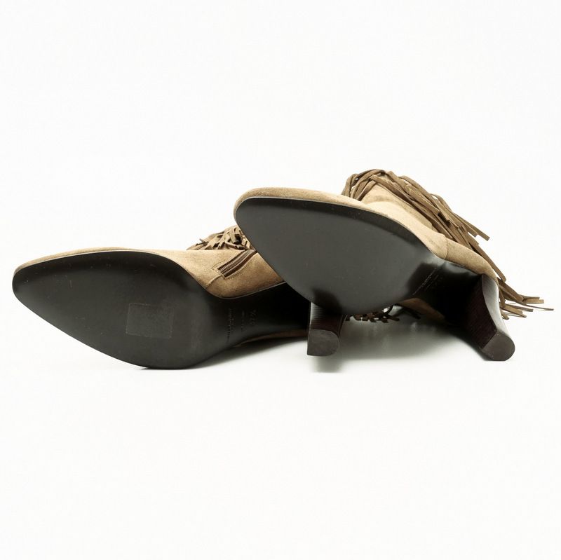 Saint Laurent Paris Boots Size 37.5 Fringe Boots Ankle Short Boots Shoes Made