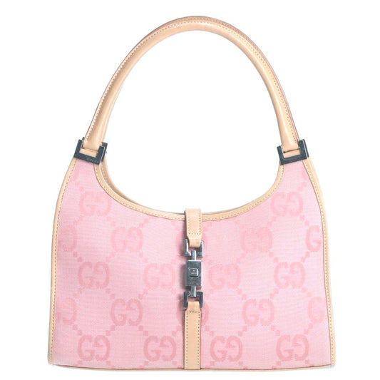 GUCCI Jackie O Hobo GG Pink Shoulder Bag Sherry Monogram Web Leather