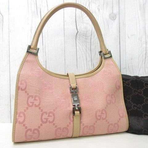 GUCCI Jackie O Hobo GG Pink Shoulder Bag Sherry Monogram Web Leather