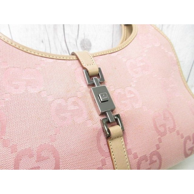 GUCCI Jackie O Hobo GG Pink Shoulder Bag Sherry Monogram Web Leather