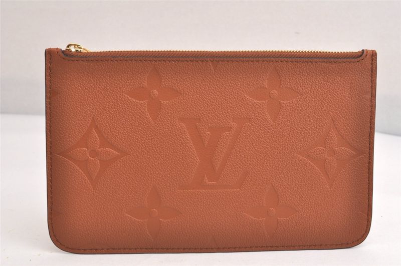 Louis Vuitton Monogram Empreinte Neverfull Pouch Wallet Brown LV 3396n
