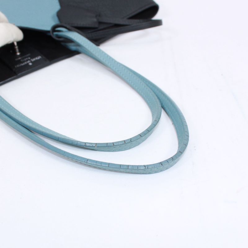 Louis Vuitton Lock Me Cabas Leather Black And Blue Tote Bag Silver M41447