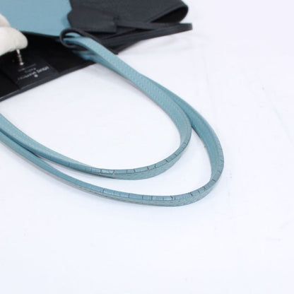 Louis Vuitton Lock Me Cabas Leather Black And Blue Tote Bag Silver M41447