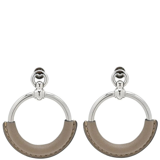 Hermes Earrings Loop Grand Vorsluyft Metal Glaze Etoupe [box