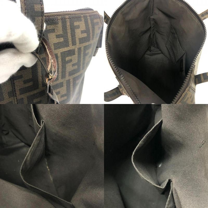 Fendi Tote Bag Zucca Pattern 7va196 PVC Brown