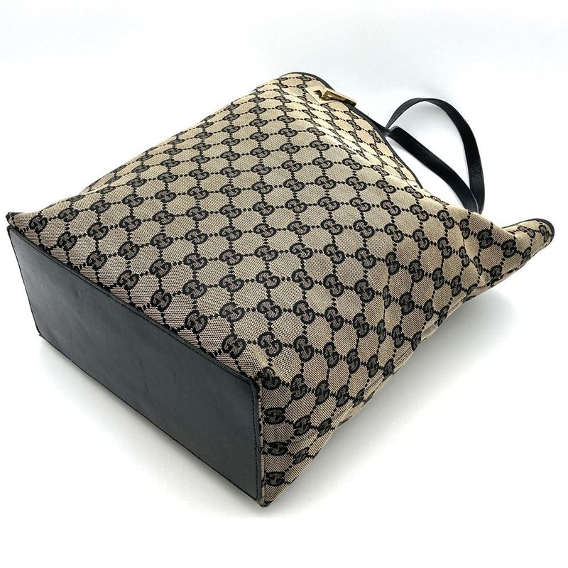 Gucci 002 1098 GG Canvas Tote Bag Brown GG Canvas Ladies Men Fashion Vintage