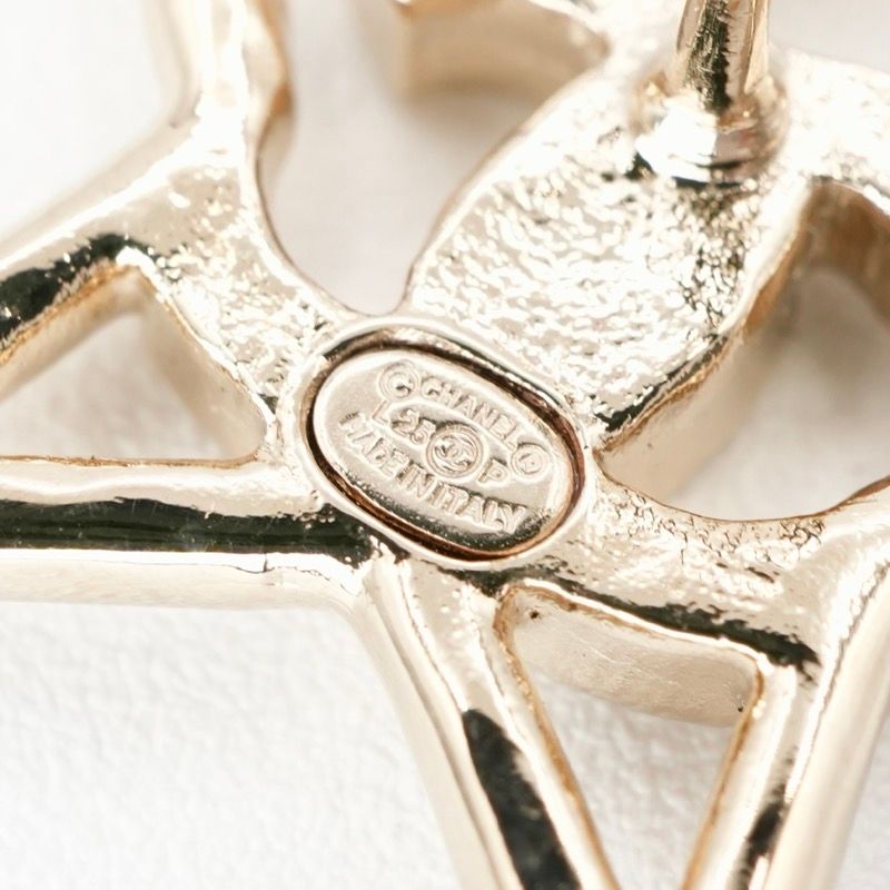 Chanel Earrings Earring Gold White Coco Mark Star